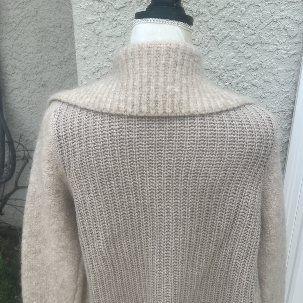 LOFT Women's Beige Shawl Collar Wool Bland Open Front Sweater Size S - Picture 4 of 8